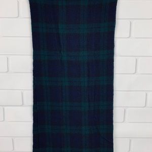 Barbour Scarf Green Blue Tartan Plaid 100% Wool